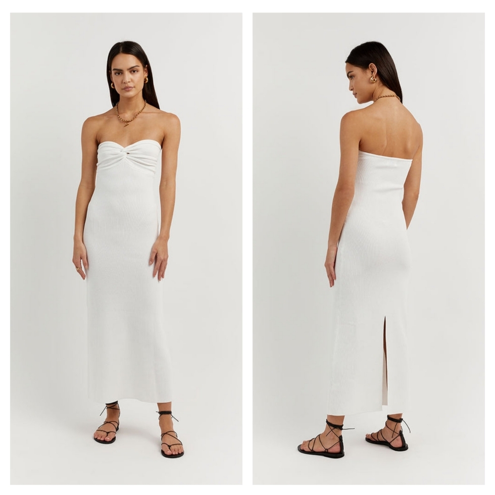 DISSH White Strapless Midi Dress